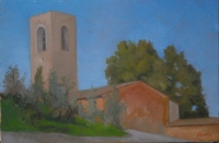 San Gimignano Lone Tower 8 X 12, oil on panel (2009), Private Collection